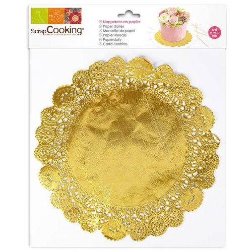 12 servilletas doradas para pasteles Ø 26,5 cm