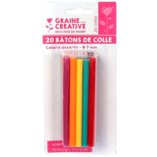 20 glue sticks for glue gun Ø 7 mm - Colors