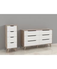 4 drawer chest of drawers - In particle board - oak and white - 45 x 42 x 108 cm