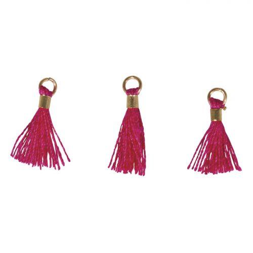 3 Mini-tassels with eyelet 15 mm - pink