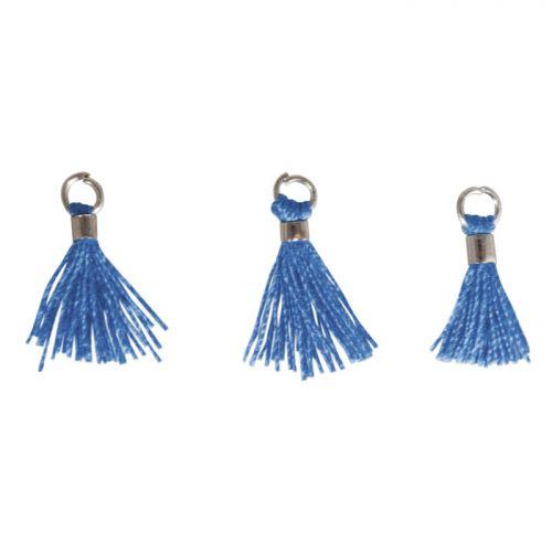 3 Mini-tassels with eyelet 15 mm - blue