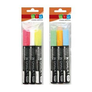 6 marcadores de tiza 6 mm - blanco-amarillo-rosa-azul-verde-naranja