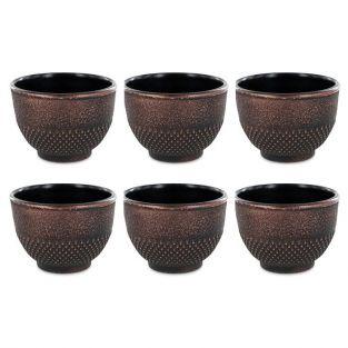 6 Chinese cast iron tea cups 15 cl - black & bronze