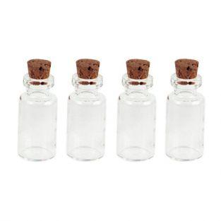 4 mini glass vials 2.4 cm with cork