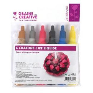  6 crayons cire liquide pour bougie 