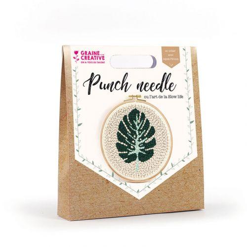 Kit Punch needle Ø 20 cm - Hoja tropical
