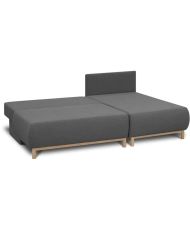 Canapé d'angle droit convertible MIKA 3 places - Tissu gris clair - Coffre de rangement - 218 x 98/145 x 84 cm
