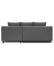 Canapé d'angle droit convertible MIKA 3 places - Tissu gris clair - Coffre de rangement - 218 x 98/145 x 84 cm