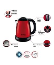 Electric kettle - 1.7 L - Stainless steel - Red