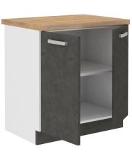 Meuble bas 2 portes battantes avec plan de travail - Gris mat - 80 x 51,6 x 82 cm - LASSEN