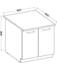Meuble bas 2 portes battantes avec plan de travail - Gris mat - 80 x 51,6 x 82 cm - LASSEN