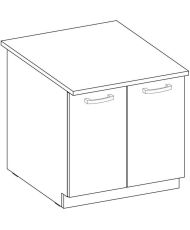 Meuble bas 2 portes battantes avec plan de travail - Gris mat - 80 x 51,6 x 82 cm - LASSEN