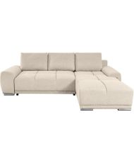 LOUNGITUDE CABELLO convertible corner sofa in beige fabric with chest and rounded seams