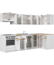 Cucina completa ad angolo cm 340 - 10 elementi - Bianco lucido