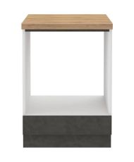 Low cabinet for built-in oven with worktop - Matt gray - 60 x 51.6 x 85 cm - LASSEN