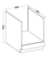 Low cabinet for built-in oven with worktop - Matt gray - 60 x 51.6 x 85 cm - LASSEN