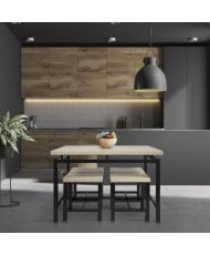 VENUS Table + 4 stools set - Rectangular - Imitation wood honeycomb panels - 110 x 70 x 75 cm