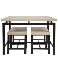 VENUS Set tavolo + 4 sgabelli - Rettangolare - Pannelli in tamburato finto legno - 110 x 70 x 75 cm