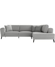 IMPERIA 5-seater convertible right corner sofa - Light gray fabric - 2 storage boxes - 304 x 212 x 86 cm