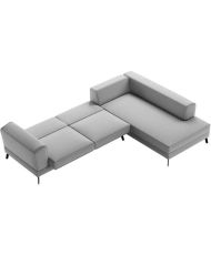 IMPERIA 5-seater convertible right corner sofa - Light gray fabric - 2 storage boxes - 304 x 212 x 86 cm
