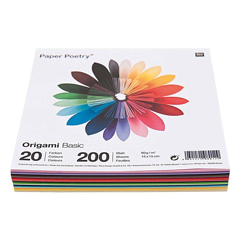 200 fogli per origami 15 x 15 cm - Basico