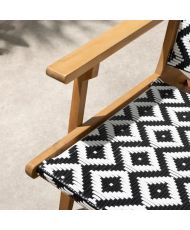 Fauteuil de jardin bas en bois d'Acacia et en résine tressée - Granada - Noir/Blanc