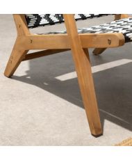 Fauteuil de jardin bas en bois d'Acacia et en résine tressée - Granada - Noir/Blanc