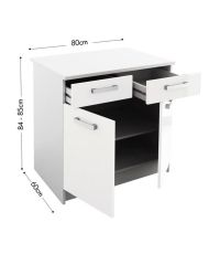 Caisson bas de cuisine 80 cm avec plan de travail inclus - Blanc Brillant