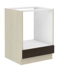 Meuble bas four - 2 Portes - Mélaminé - chêne foncé - 60 x 52 x 82 cm