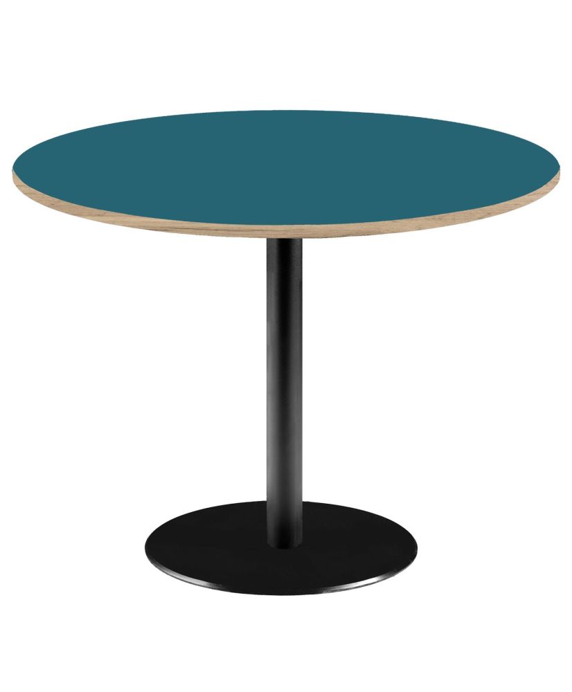 Mesa redonda Ø 120 cm - modelo Roma azul con bordes de madera Mesa redonda Ø 120 cm - modelo Roma azul con bordes de madera