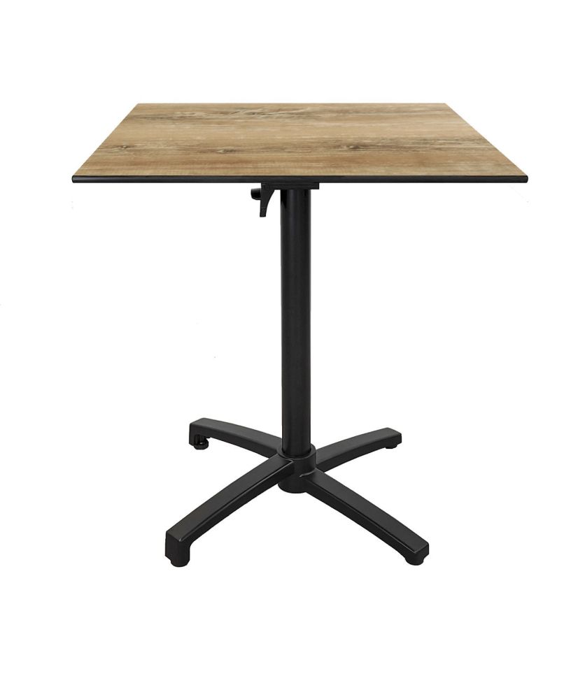 Table height 90 cm, foldable for terrace in Compact HPL vintage wood 70 x 70 Table height 90 cm, foldable for terrace in Compact HPL vintage wood 70 x 70