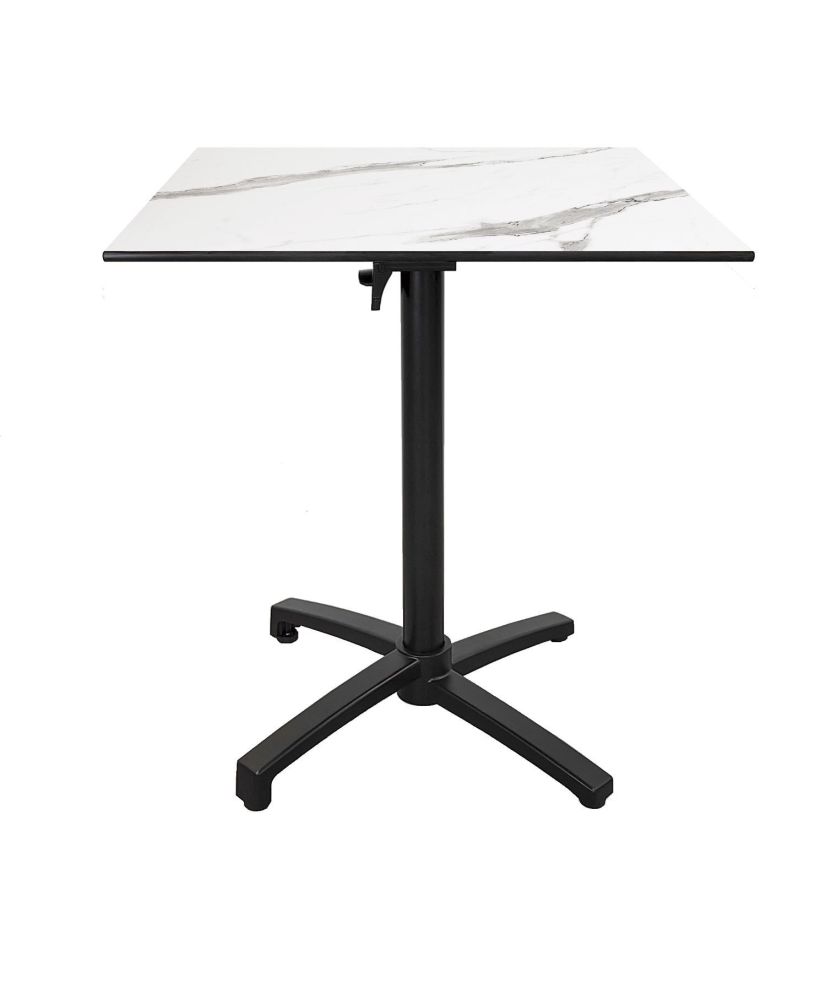 Mesa altura 90 cm, plegable para terraza en Compact HPL decoración mármol blanco 70 x 70 Mesa altura 90 cm, plegable para terraza en Compact HPL decoración mármol blanco 70 x 70