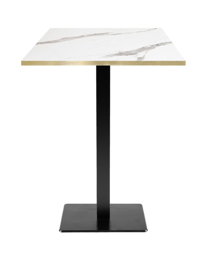 Mesa alta 60 x 60 cm - modelo Milán mármol blanco con cantos de latón Mesa alta 60 x 60 cm - modelo Milán mármol blanco con cantos de latón