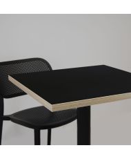 Bartisch 60 x 60 cm – rundes Modell, schwarze Holzkanten