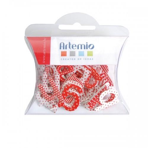  Bag of red and white patterned epoxy letters  