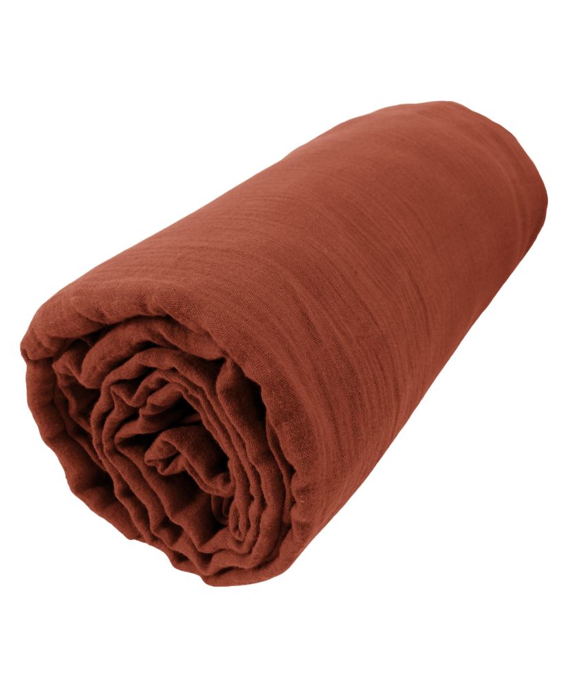 Lenzuolo con angoli 180 x 200 cm GAÏA Terracotta Lenzuolo con angoli 180 x 200 cm GAÏA Terracotta