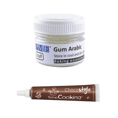 Polvo de goma arábiga PME 20 g + Tubo de chocolate para decorar