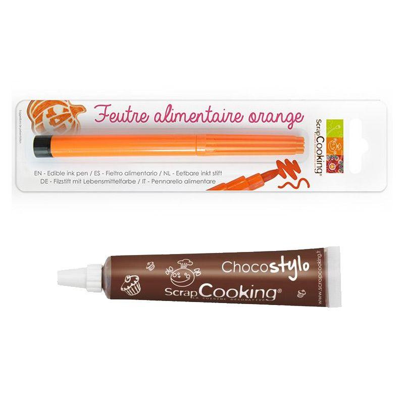 Food colouring pen Orange + Edible chocolate pen