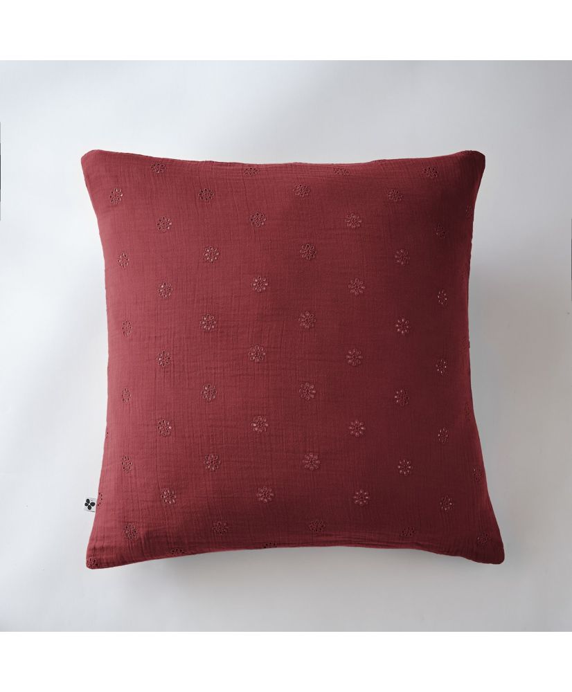 Taie d'oreiller 60 x 60 cm GAÏA BOHO Lie de vin Taie d'oreiller 60 x 60 cm GAÏA BOHO Lie de vin