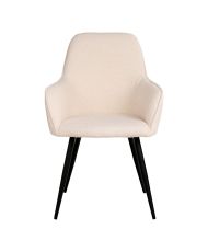 2er-Set Esszimmerstühle aus weißem Bouclé-Polyester mit schwarzen Beinen