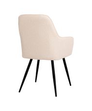 2er-Set Esszimmerstühle aus weißem Bouclé-Polyester mit schwarzen Beinen