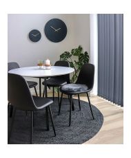 2er-Set Esszimmerstühle in schwarzem synthetischem Leder mit schwarzen Füßen