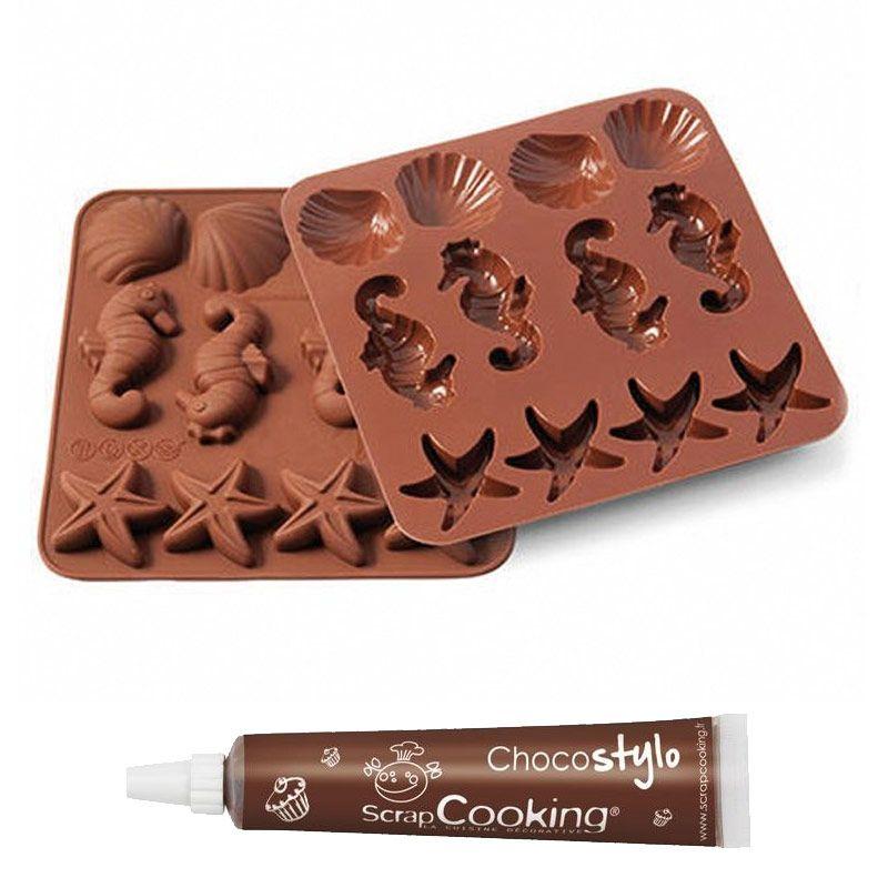 Stampo Cioccolatini vita sottomarina + penna al cioccolato