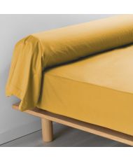 Taie de traversin en percale jaune miel 85 x 185 cm
