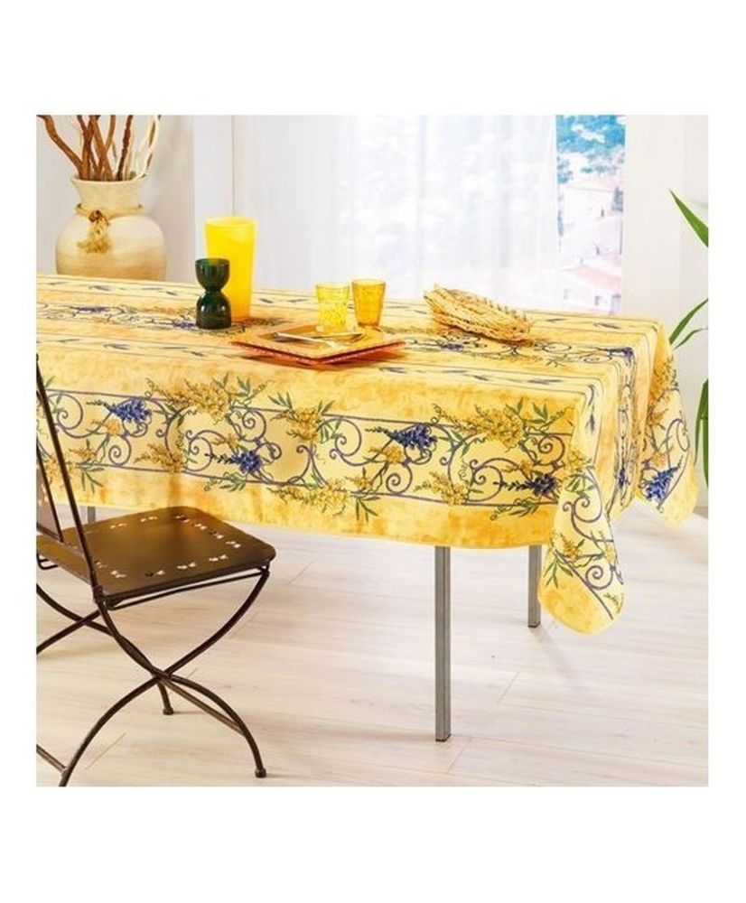 Tovaglia provenzale rettangolare antimacchia in poliestere glicine giallo 150 x 240 cm Tovaglia provenzale rettangolare antimacchia in poliestere glicine giallo 150 x 240 cm