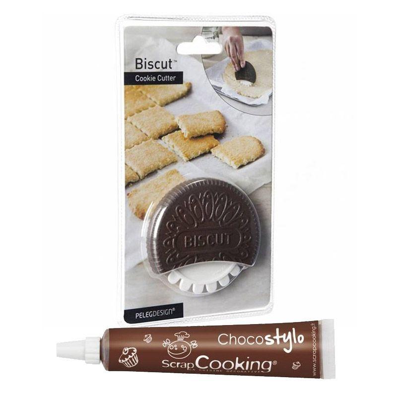 Galleta cortador de galletas + Tubo de chocolate para decorar