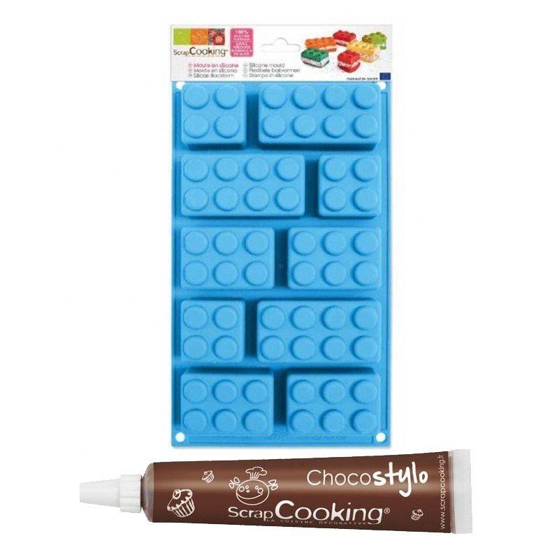 Stampo in silicone per torta Lego + penna alimentare al cioccolato