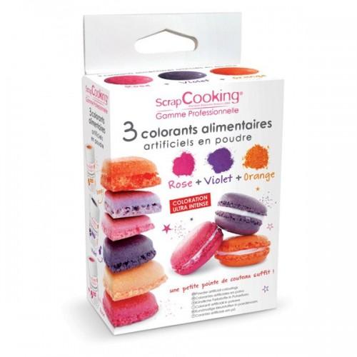  Food colouring set - orange, purple, pink 