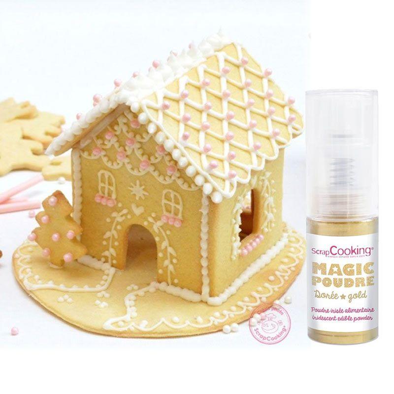 Gingerbread house set cutters and cookie preparation + Golden edible powder