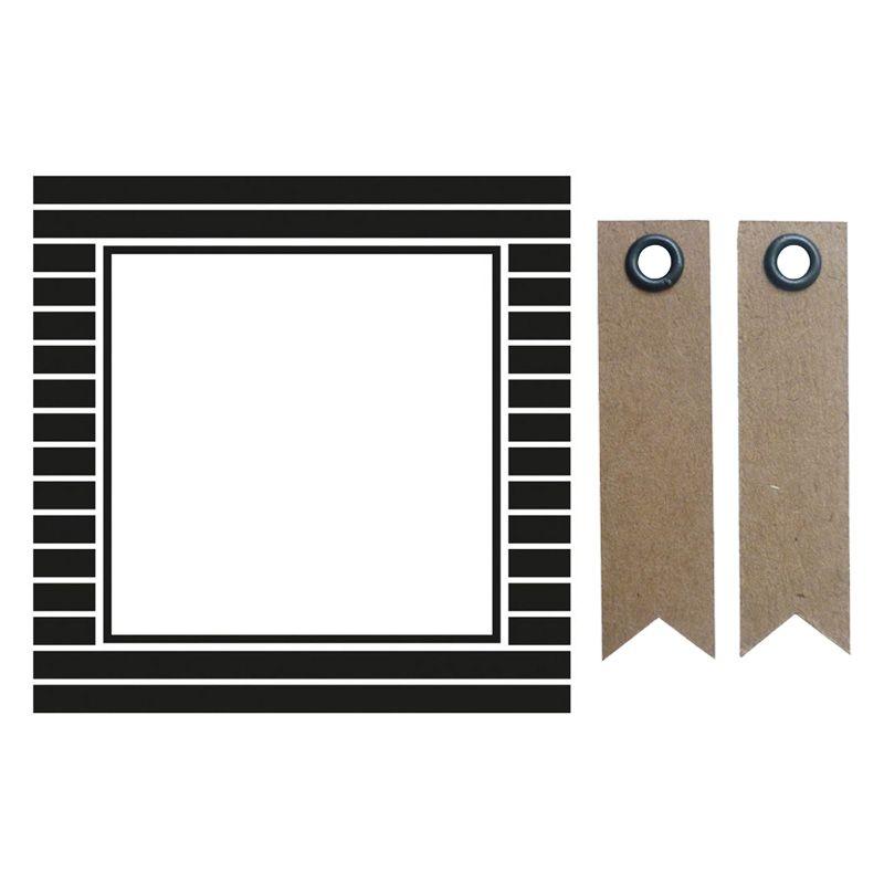 12 quadratische Aufkleber 6,3 cm - schwarze und weiße Streifen +